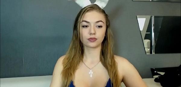 Horny bunny stripping before the main course